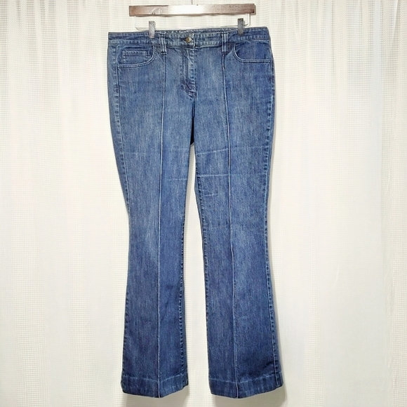 NY&Co VTG Mid Rise Stitched Front Creased Boot Cut Stretch Jeans (14) - Picture 2 of 8